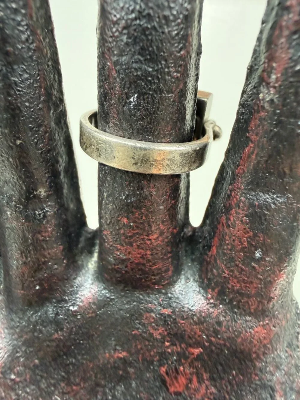 Vintage Sterling Silver Etched Palm Tree & Monogram Spin Ring Size 5.75